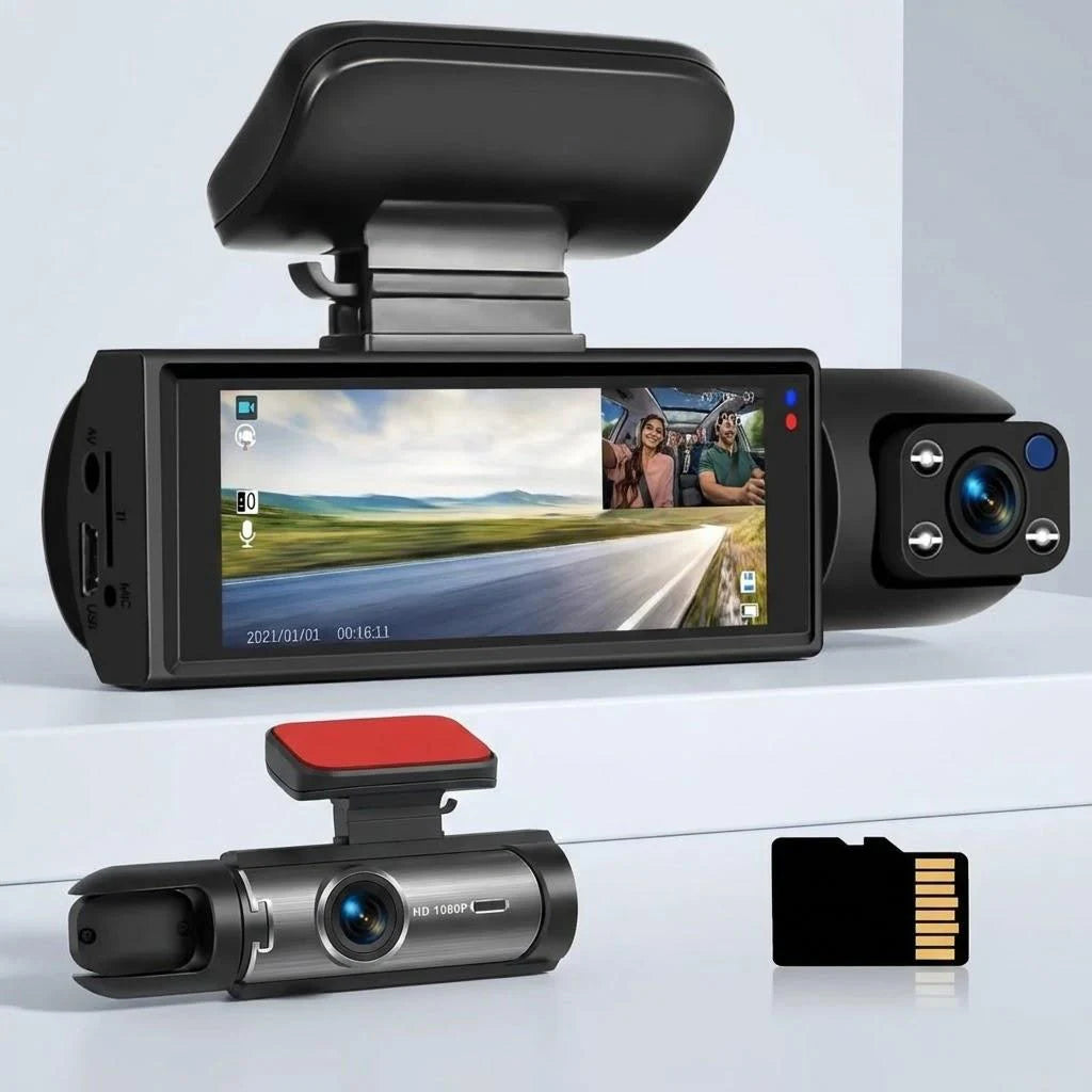 1080P Dual Lens Dash Cam | Front & Rear Night Vision | G-Sensor | 3.16" IPS Display